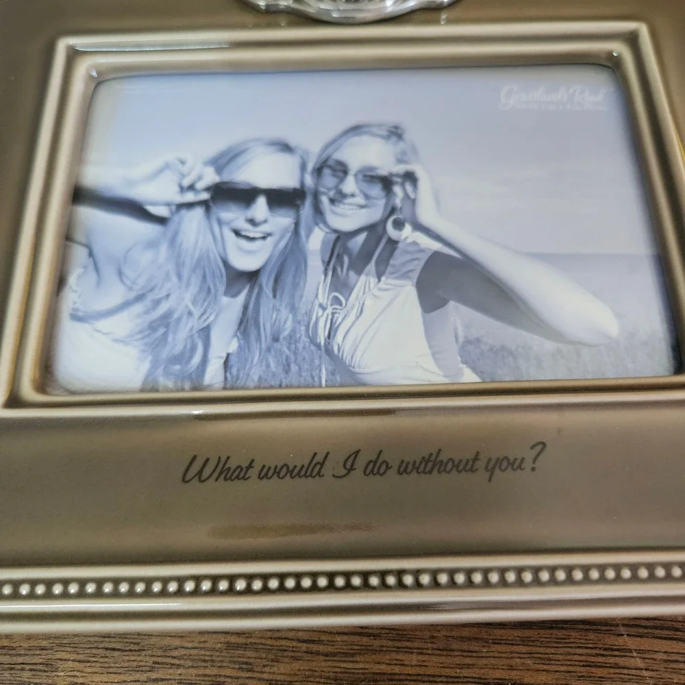 Grasslands Road Girl Friends Ceramic Picture Frame 4x6 Taupe Silver Beads 446623